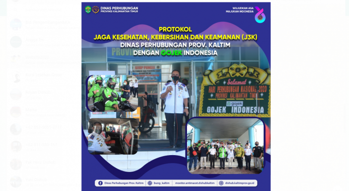Protokol Jaga Kesehatan, Kebersihan dan Keamanan (J3K) Dinas Perhubungan Prov. Kaltim dengan Gojek Indonesia